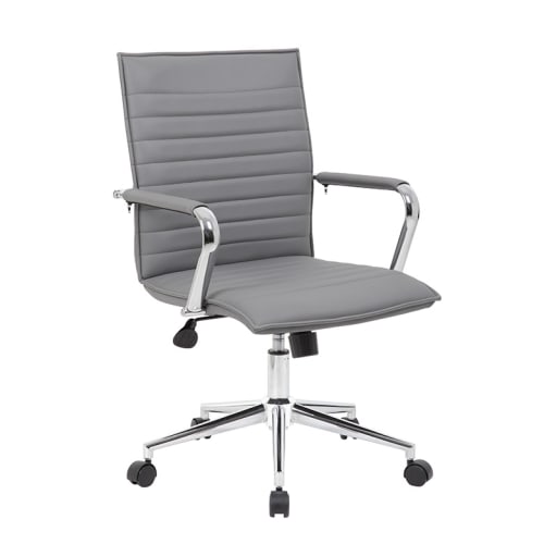 Boss Hospitality Task Chair, Gray with Fixed Chrome Arms